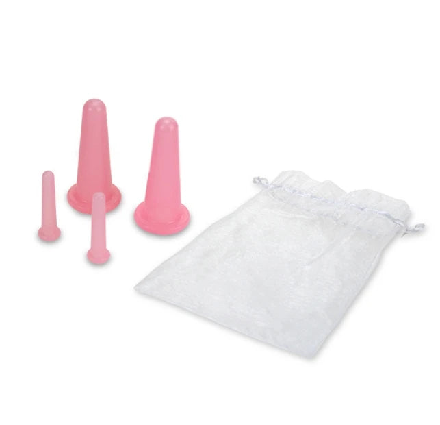4 Pcs  Silicone Facial Cupping Set Vacuum Massage Cup Kit Natural Silicone Facial Massage Cup Anti-Aging Beauty Tool