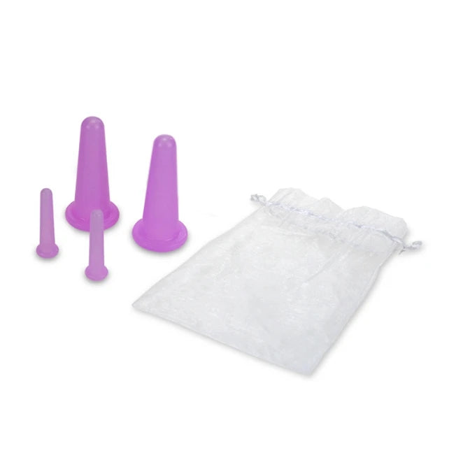 4 Pcs  Silicone Facial Cupping Set Vacuum Massage Cup Kit Natural Silicone Facial Massage Cup Anti-Aging Beauty Tool
