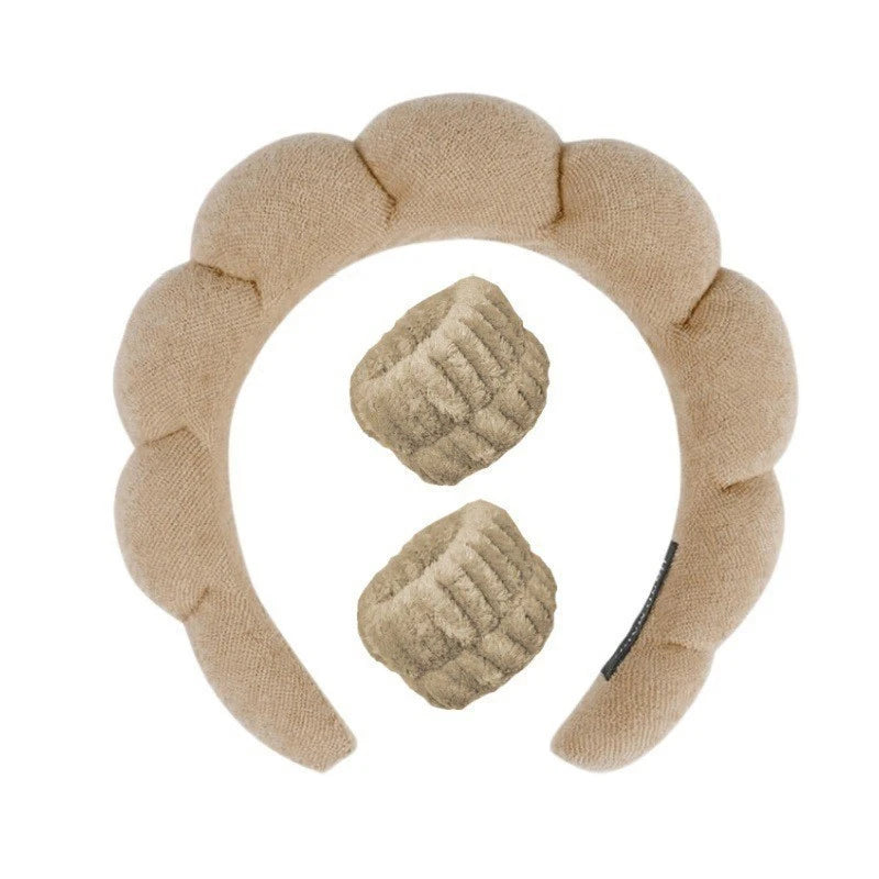 3Pcs Fashion Microfiber Washing Wristbands Scrunchies Puffy Headband Spa Bubble Headband for Washing Face Makeup Shower Skincare
