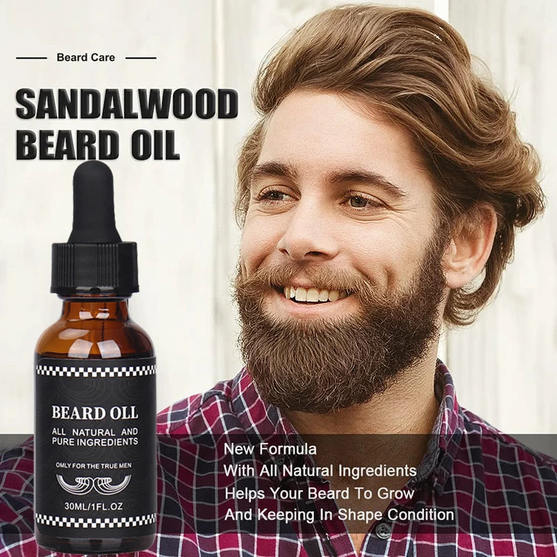 The best gift Men Beard Growth Kit Beard Hair Enhancer Thickening Activator Serum beard oil, bamboo brush comb Beard care kit