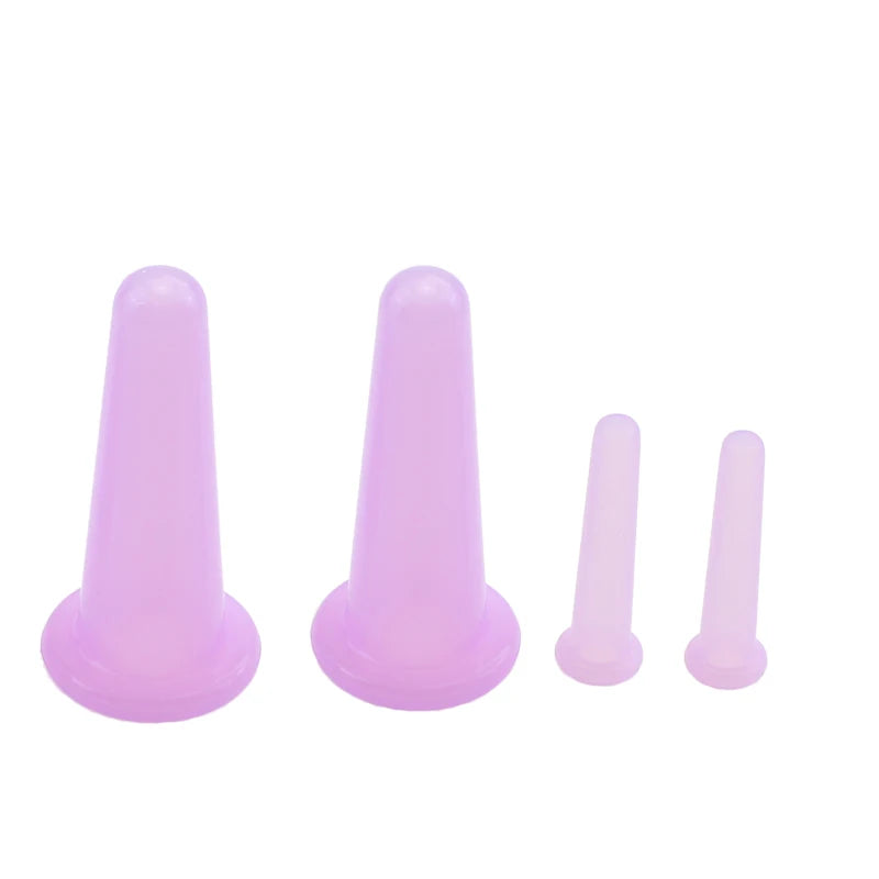 4 Pcs  Silicone Facial Cupping Set Vacuum Massage Cup Kit Natural Silicone Facial Massage Cup Anti-Aging Beauty Tool