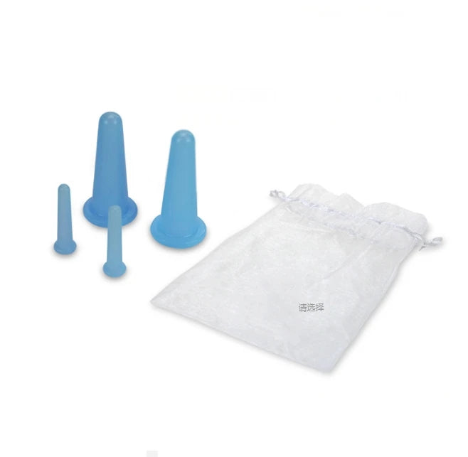 4 Pcs  Silicone Facial Cupping Set Vacuum Massage Cup Kit Natural Silicone Facial Massage Cup Anti-Aging Beauty Tool