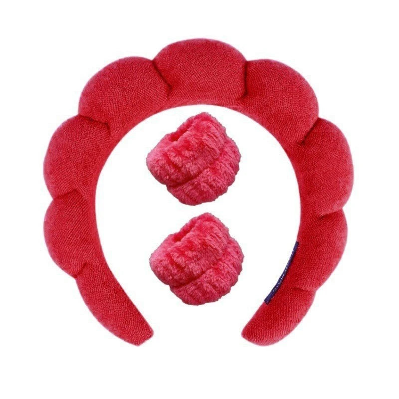3Pcs Fashion Microfiber Washing Wristbands Scrunchies Puffy Headband Spa Bubble Headband for Washing Face Makeup Shower Skincare