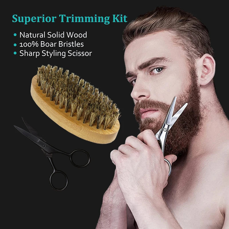 The best gift Men Beard Growth Kit Beard Hair Enhancer Thickening Activator Serum beard oil, bamboo brush comb Beard care kit