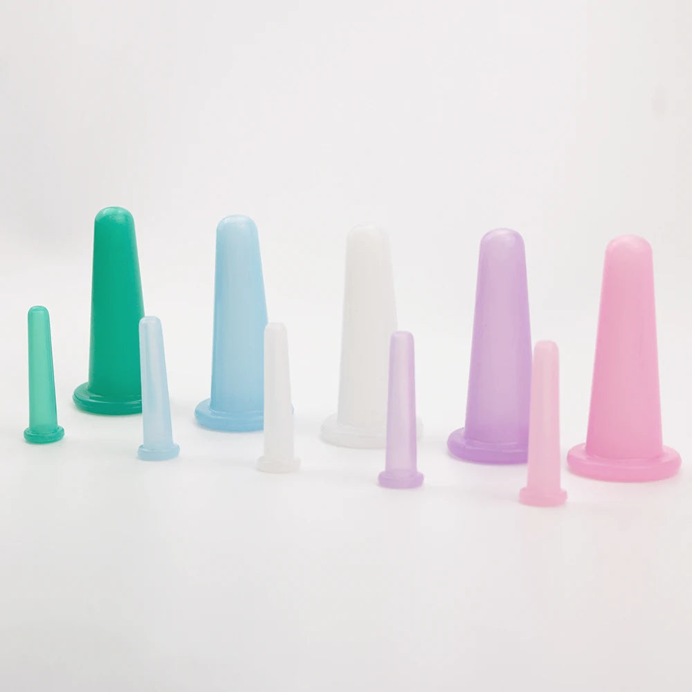 4 Pcs  Silicone Facial Cupping Set Vacuum Massage Cup Kit Natural Silicone Facial Massage Cup Anti-Aging Beauty Tool