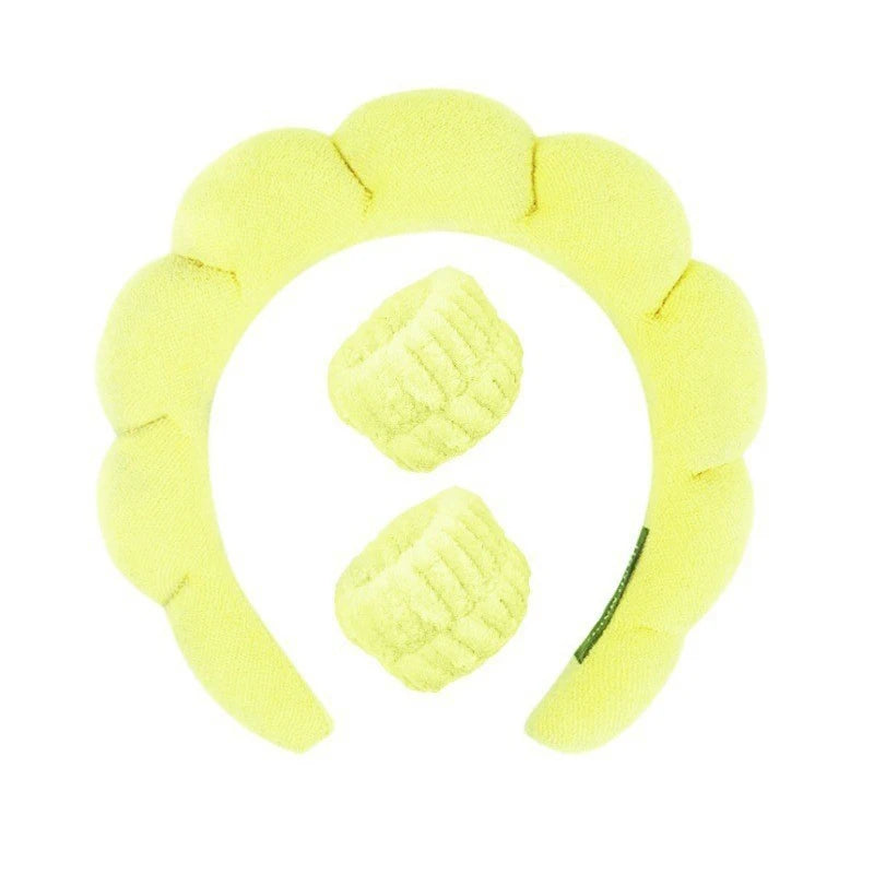 3Pcs Fashion Microfiber Washing Wristbands Scrunchies Puffy Headband Spa Bubble Headband for Washing Face Makeup Shower Skincare