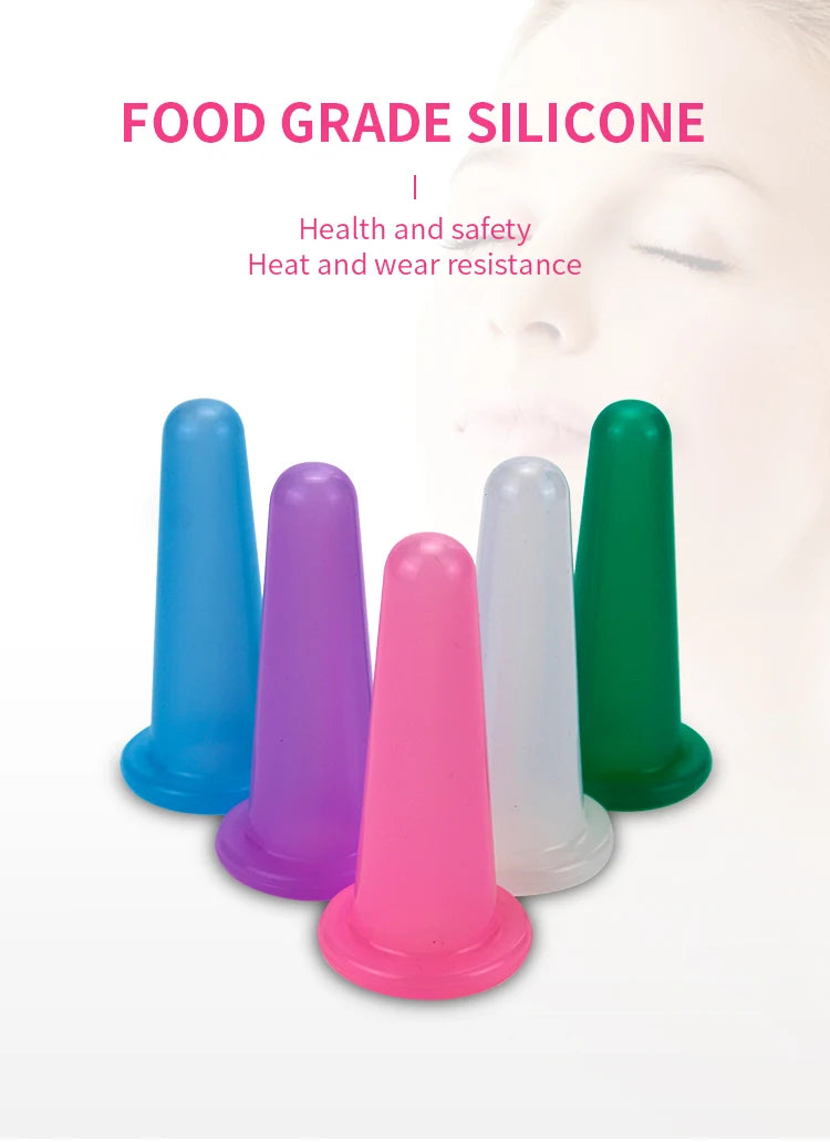 4 Pcs  Silicone Facial Cupping Set Vacuum Massage Cup Kit Natural Silicone Facial Massage Cup Anti-Aging Beauty Tool