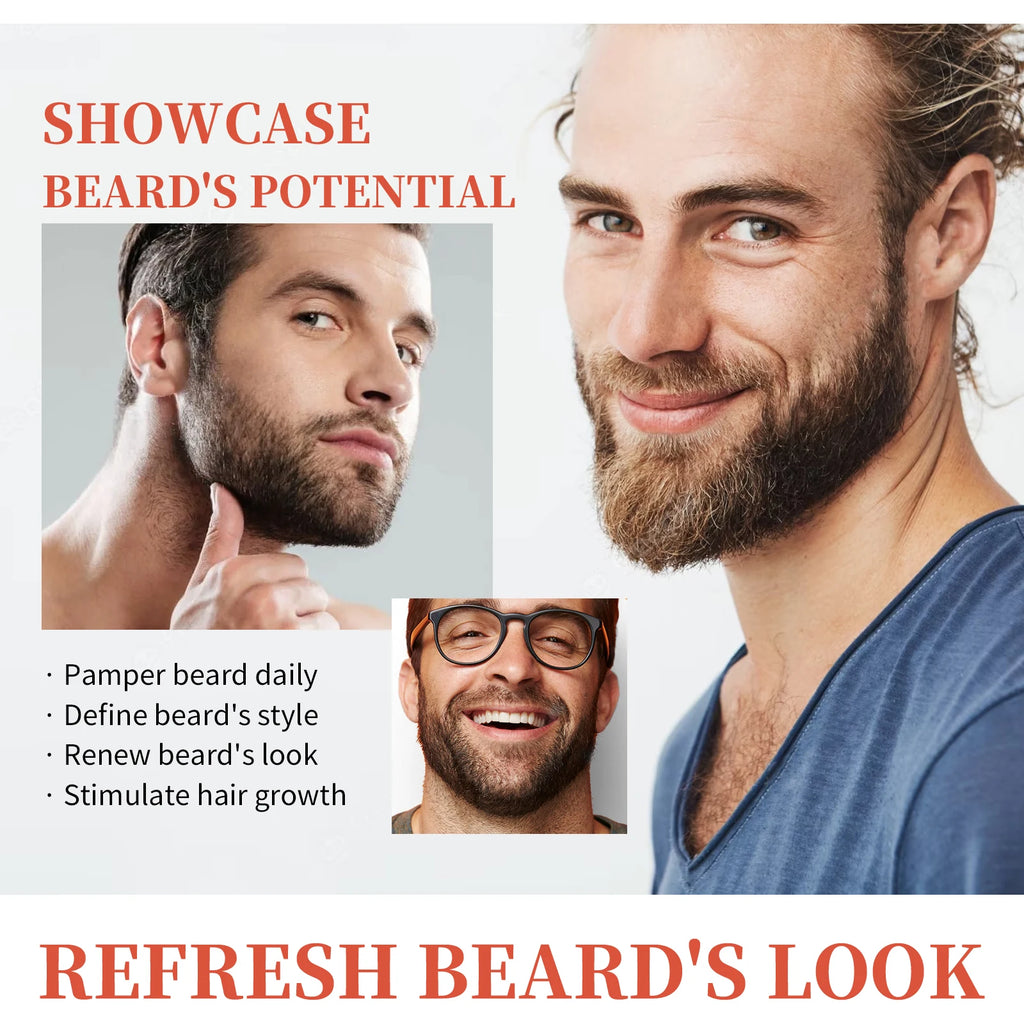 Beard Thickening Roller - Men's Intensive Root Strengthening, Nourishing & Shine Enhancing Beard Growth Comb Serum